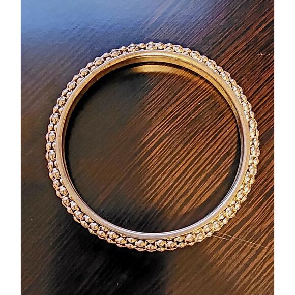 Vintage 1970s Gold Toned Bangle Bracelet, Retro Fashion Jewelry - Picture 2 of 4